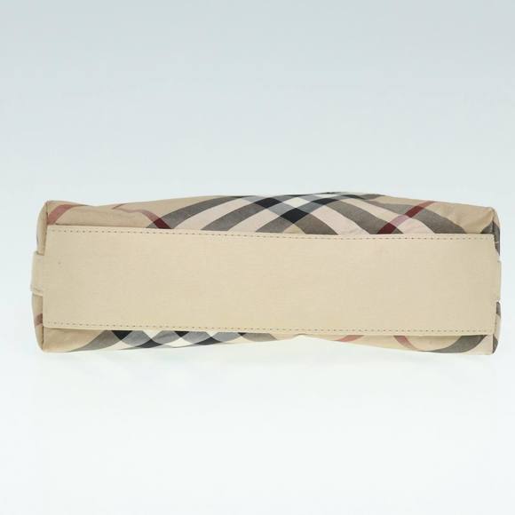 BURBERRY Nova Check Hand Bag Nylon Beige Silver Auth 88598 - Picture 9 of 16